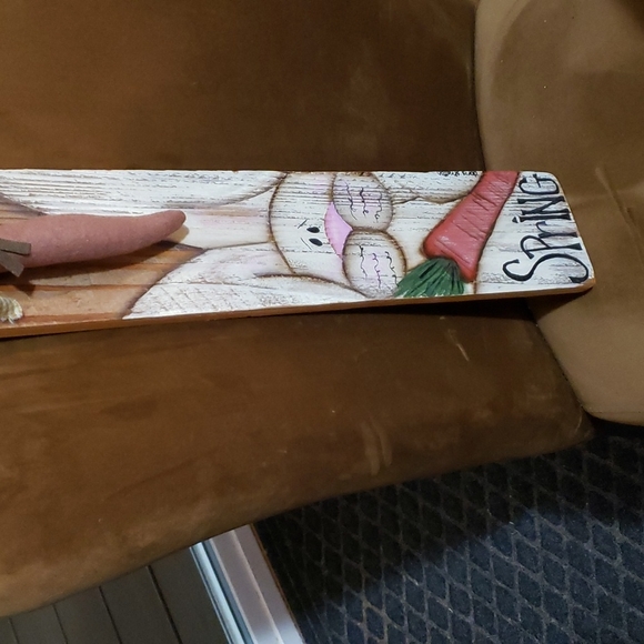 Wood Handmade/Handpainted 4x22.5" New Rabbit 🐇 w/Fabric 🥕 Super Cute - Picture 3 of 4